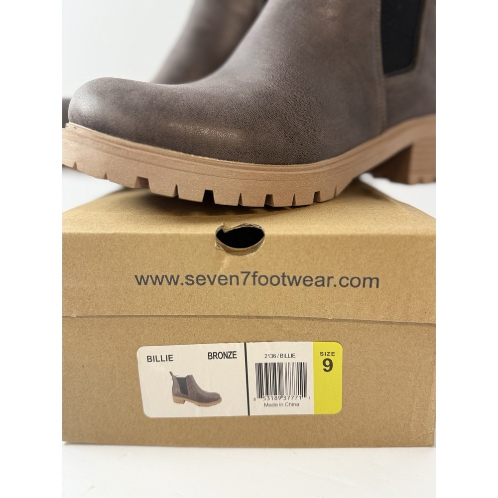 Seven7 Billie Bronze Chunky Lug Soled Chelsea Boots Brand New Women's Size 19 - Picture 6 of 6